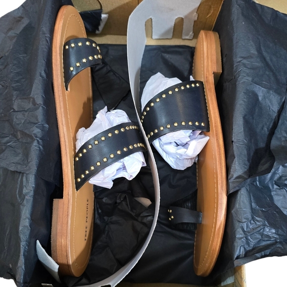 FreePeople Amelie Studded Sandals - Black and Tan Neverworn - Picture 3 of 7
